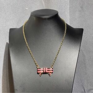 Striped Bow Pendant Necklace.